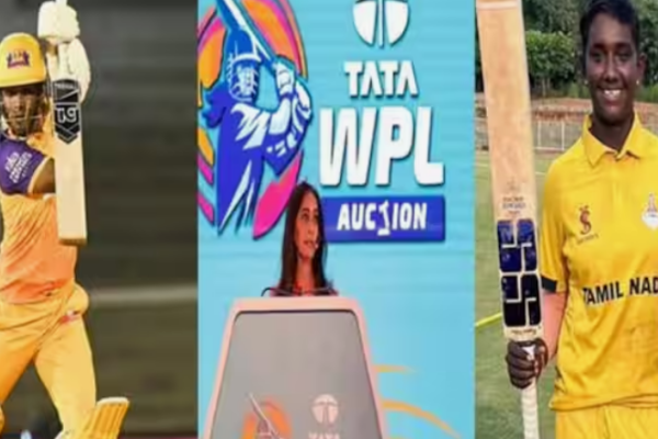 महिला IPL नीलामी के दौरान खिलाड़ियों पर बोली लगाते फ्रेंचाइजी प्रतिनिधि।