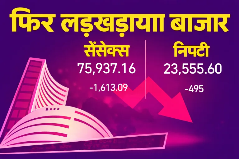 शेयर बाजार में हाहाकार, सेंसेक्स 1600 अंक गिरा, निफ्टी 23,600 के नीचे