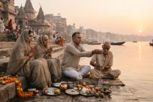 श्राद्ध पक्ष 2026 तिथि सूची — पंडित द्वारा तर्पण कराते हुए दृश्य