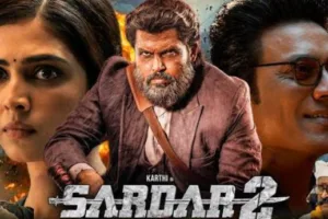 सरदार 2 हिंदी में: दो पीढ़ियों के जासूसों की परछाईं और फिल्म रील का मूल इलस्ट्रेशन