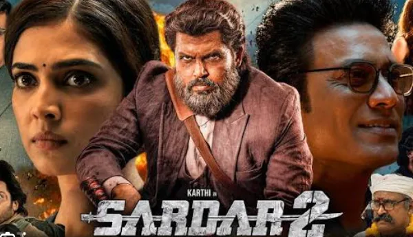 सरदार 2 हिंदी में: दो पीढ़ियों के जासूसों की परछाईं और फिल्म रील का मूल इलस्ट्रेशन