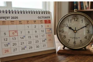 नोबेल पुरस्कार 2026: छह पुरस्कारों की घोषणा की तारीखें दिखाता कैलेंडर और घड़ी का मूल इलस्ट्रेशन